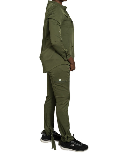 Women's long-sleeved scrub sets 8 pockets